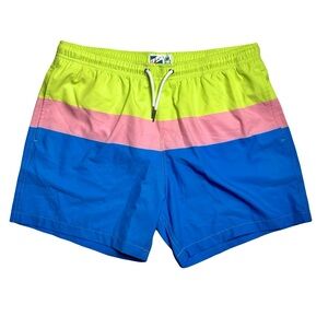 Bermies Men's Stretch Swim Trunks Shorts Mesh Lined Bayside Striped